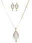 Gold-Plated Silver-Toned CZ Stone Studded Handcrafted Copper Pendant Set
