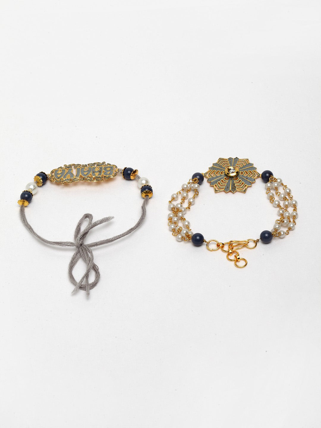 Set of 4 Gold-Plated Lumba & Rakhi Set With Bhaiya Bhabhi Mugs