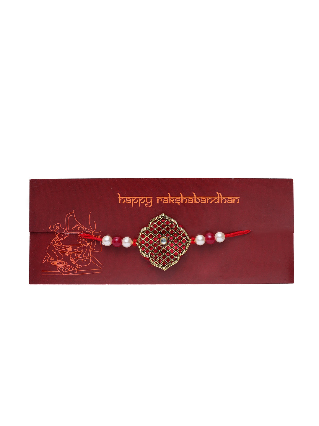 Men Gold-Plated Handcrafted Rakhi With Mug & Roli Chawal