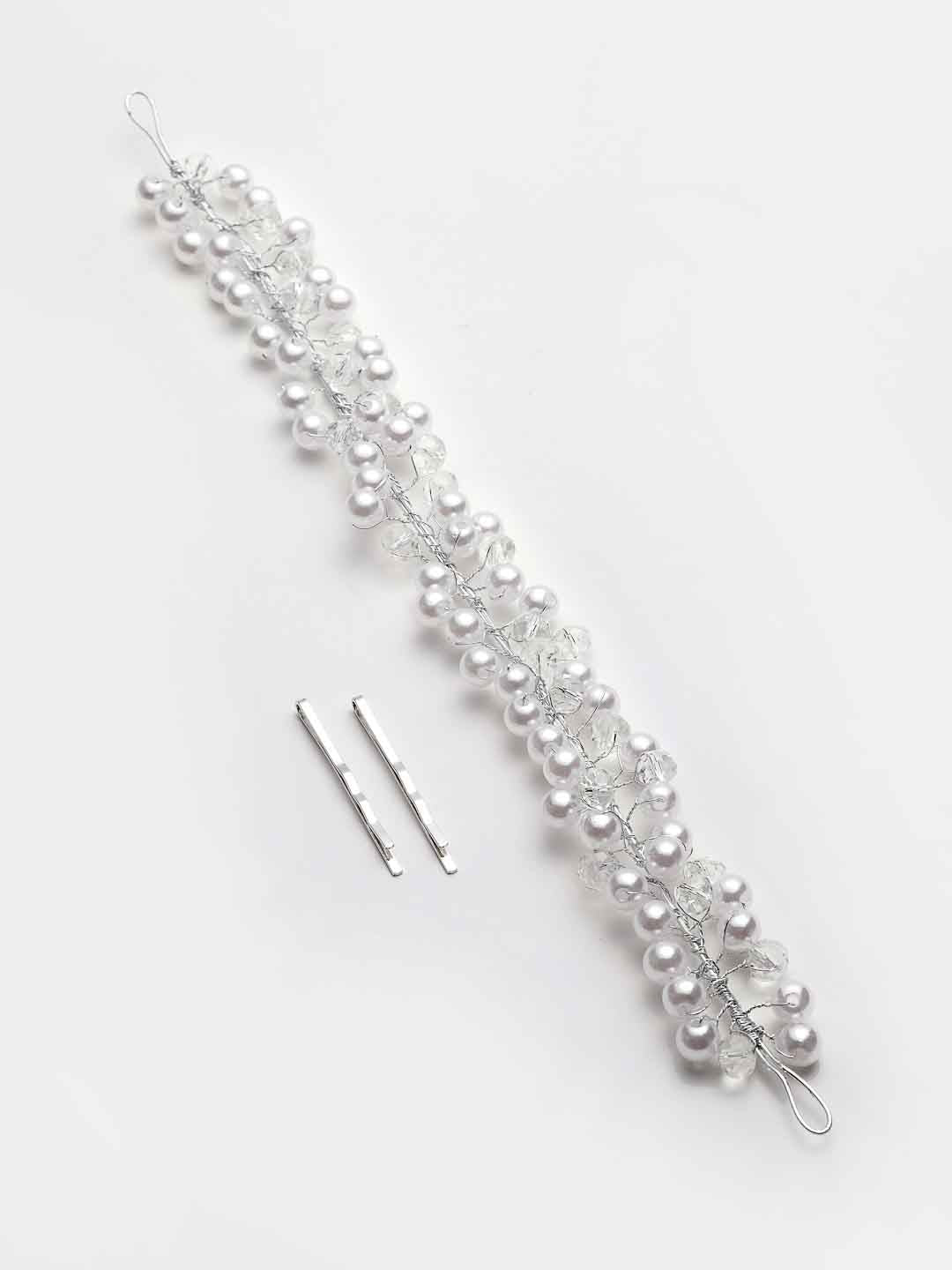 Women Silver-Toned & White Embellished Tiara