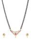 Gold-Plated Pink & White CZ Stone-Studded Mangalsutra With Earrings