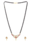 Gold-Plated Pink & White CZ Stone-Studded Mangalsutra With Earrings