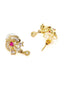 Gold-Plated Pink & White CZ Stone-Studded Mangalsutra With Earrings