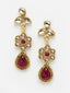 Gold-Plated & Red Stone-Studded & Beaded Jewellery Set