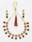 Gold-Plated & Red Stone-Studded & Beaded Jewellery Set