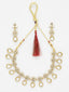 Gold-Plated & Red Stone-Studded & Beaded Jewellery Set