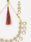 Gold-Plated & Red Stone-Studded & Beaded Jewellery Set