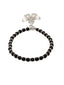 Oxidized Silver-Plated & Black Beaded Anklet