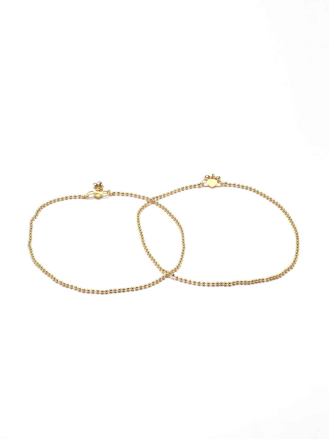 Set of 2 Gold-Plated Beaded Handcrafted Anklets