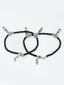 Set Of 2 Oxidized Silver-Plated Black Beaded Handcrafted Anklets