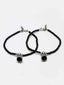 Set Of 2 Oxidized Silver-Plated Black Beaded Handcrafted Anklets