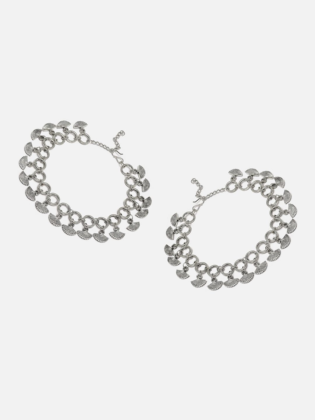 Set Of 2 Oxidized Silver-Plated Anklets