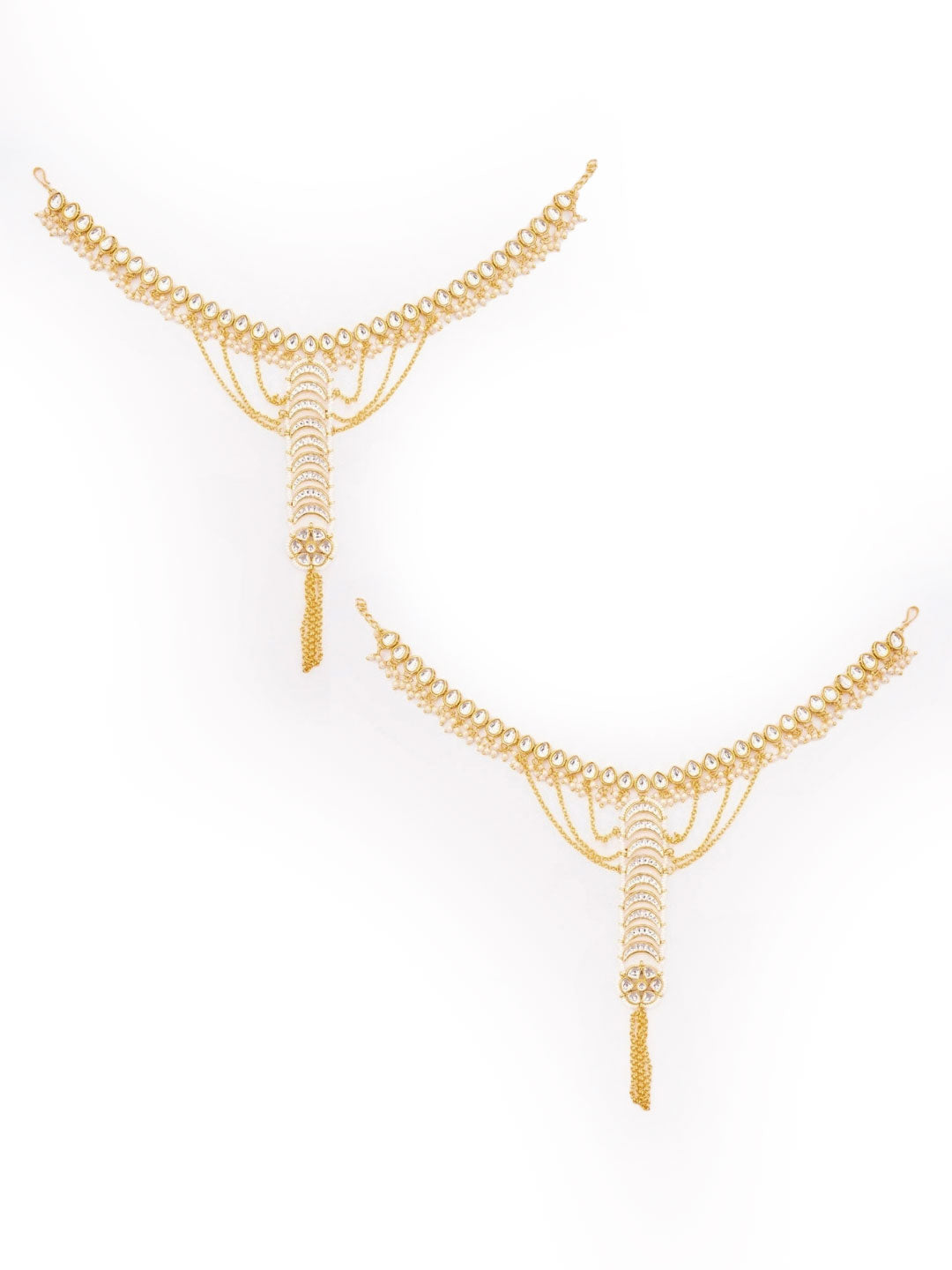 Gold-Plated Kundan Studded Kundan Anklet
