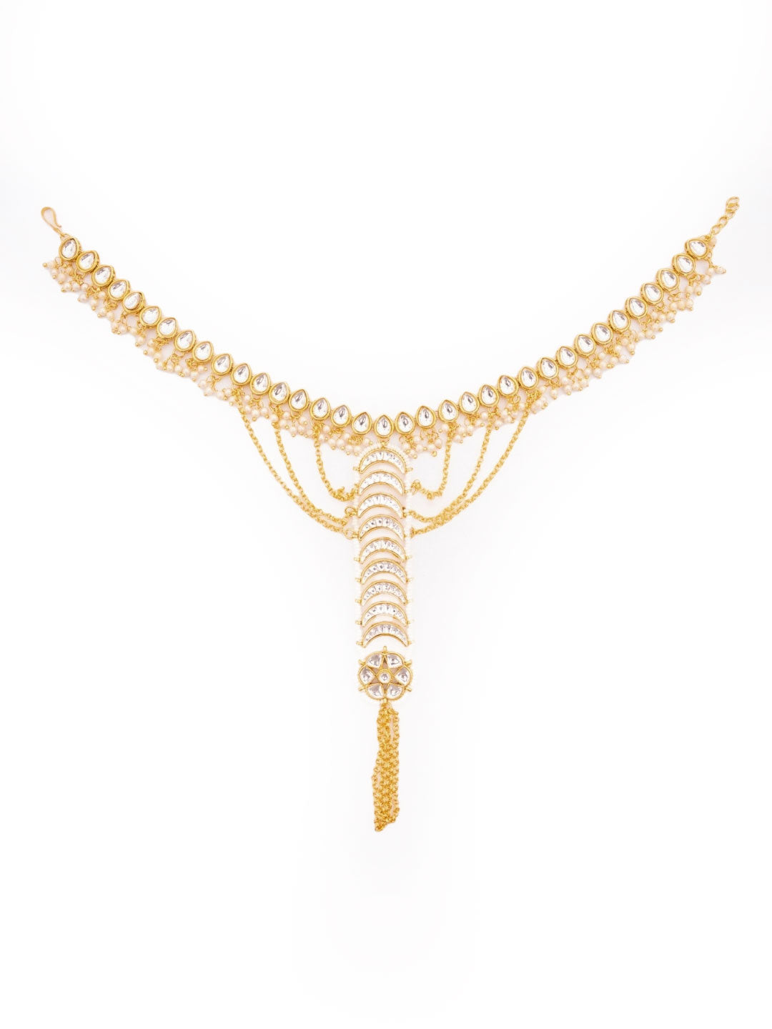 Gold-Plated Kundan Studded Kundan Anklet