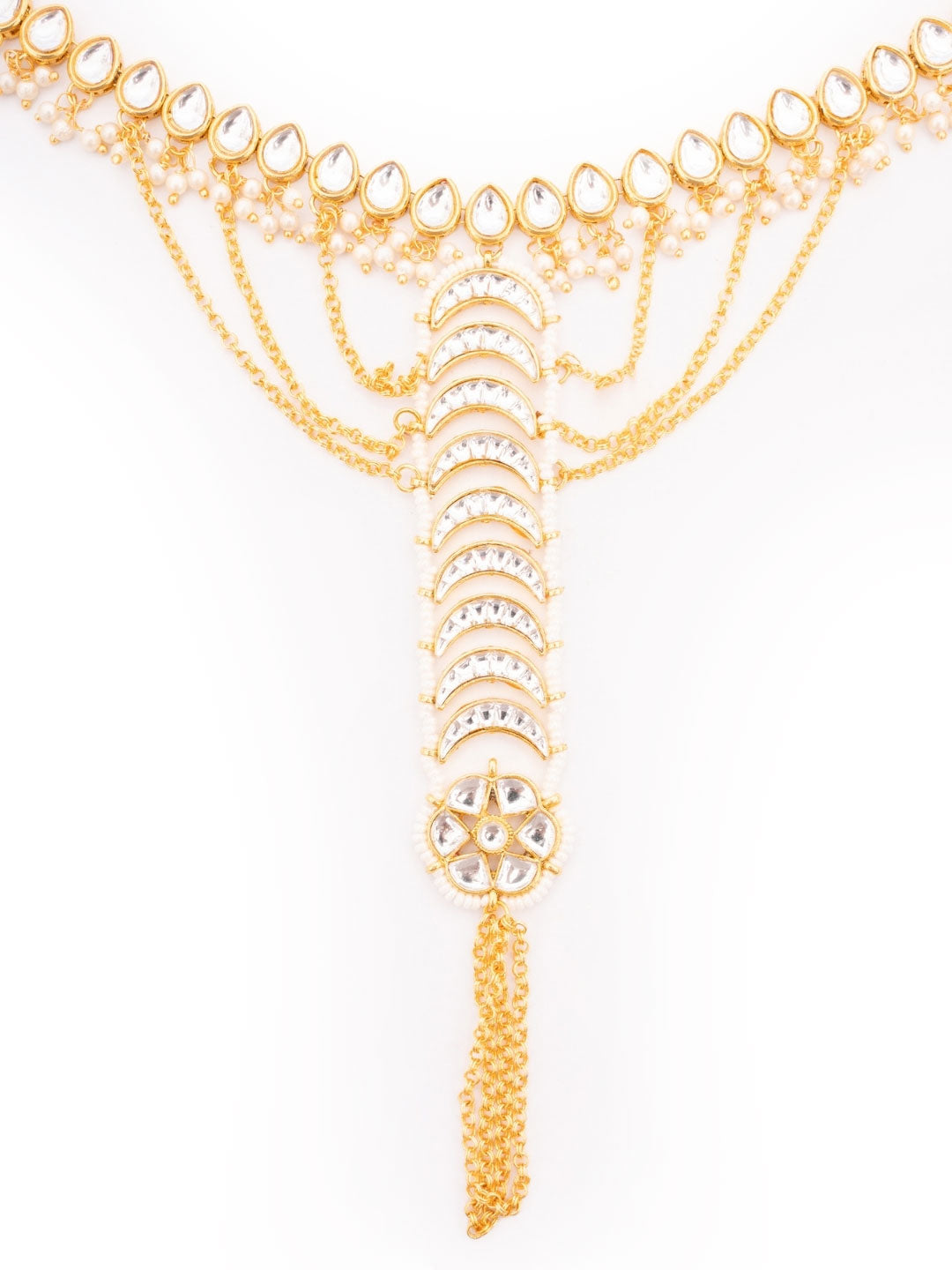 Gold-Plated Kundan Studded Kundan Anklet