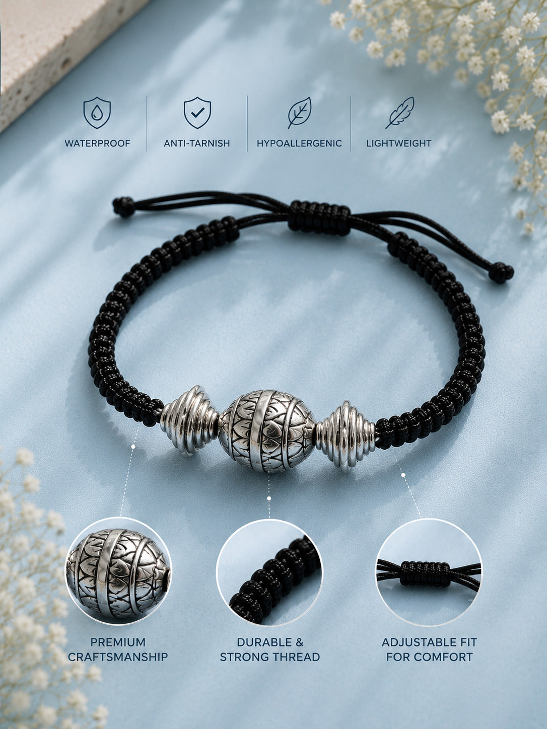 Silver-Plated Thread Anklet