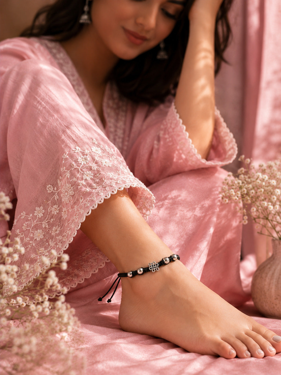 Silver-Plated Thread Anklet