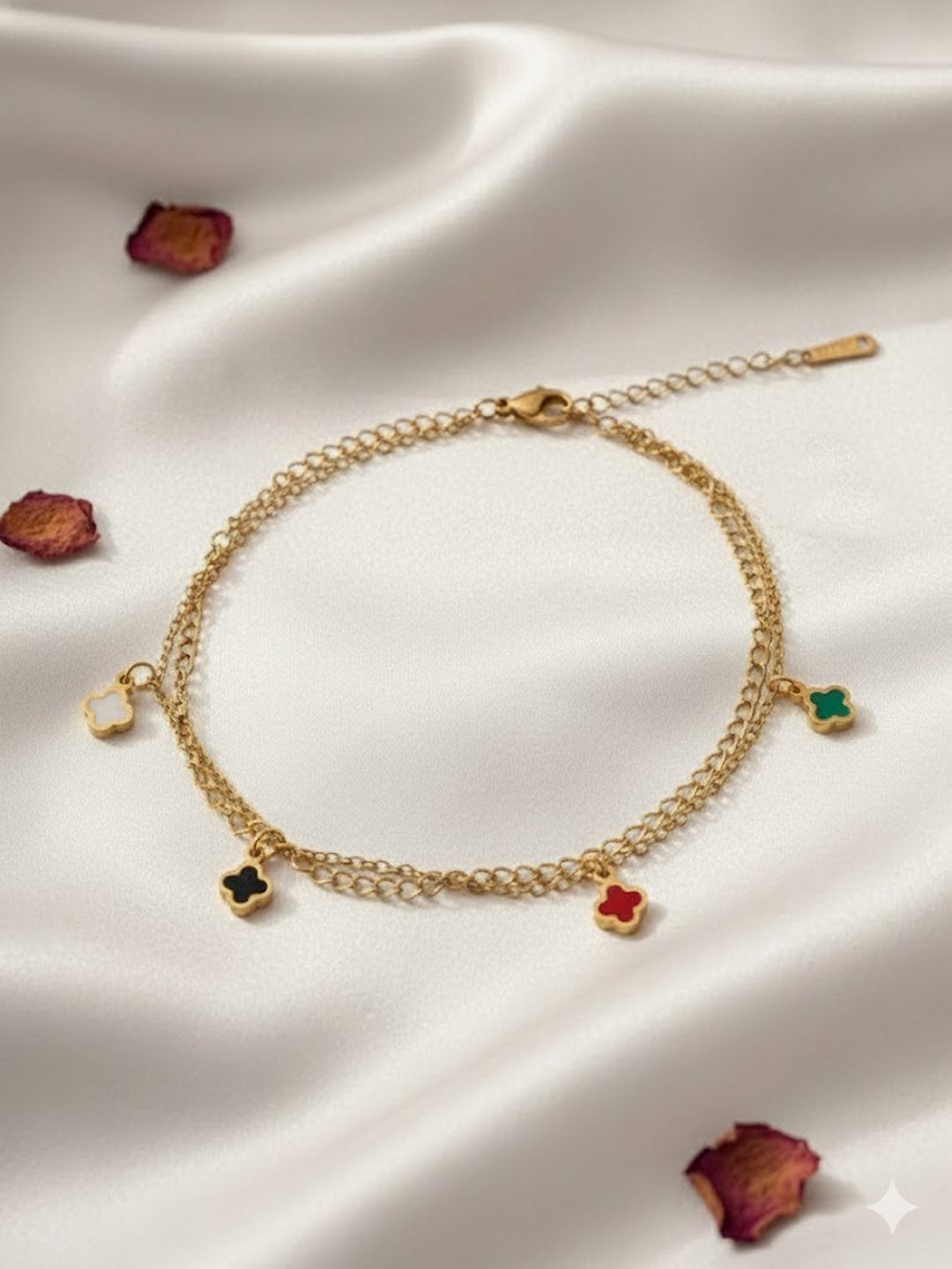 Gold-Plated Kundan Studded Anklet