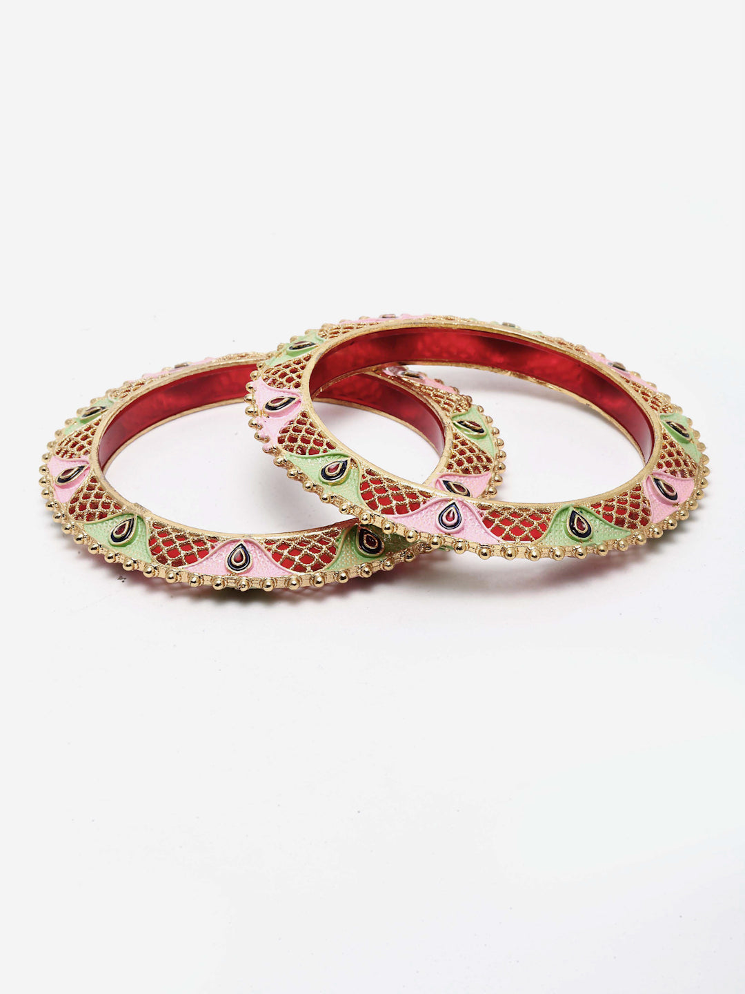 Women Set Of 2 Multicoloured Gold-Plated Meenakari Bangles