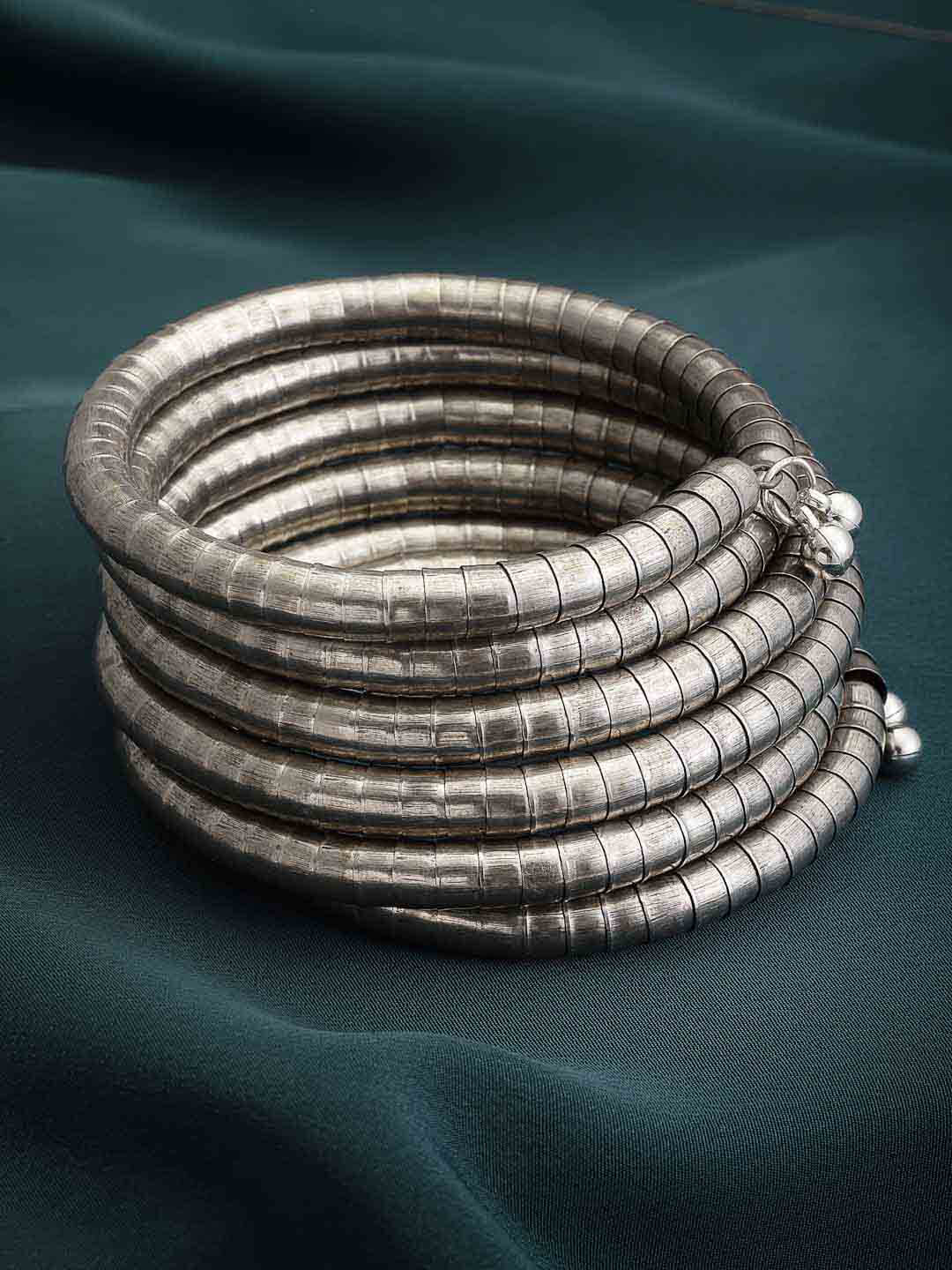 Silver-Plated Spring Coil Bangle