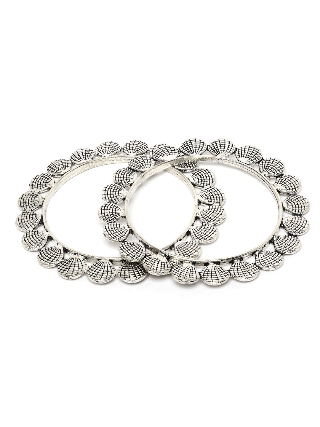 Women Set Of 2 Oxidised Silver-Toned Bangles