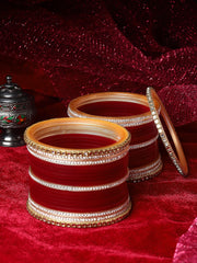 Set Of 38 Gold-plated AD-studded Chuda Bangles