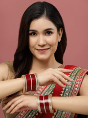 Set Of 38 Gold-plated AD-studded Chuda Bangles