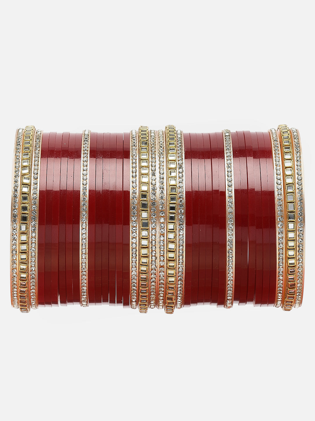 Set Of 38 Gold-plated AD-studded Chuda Bangles