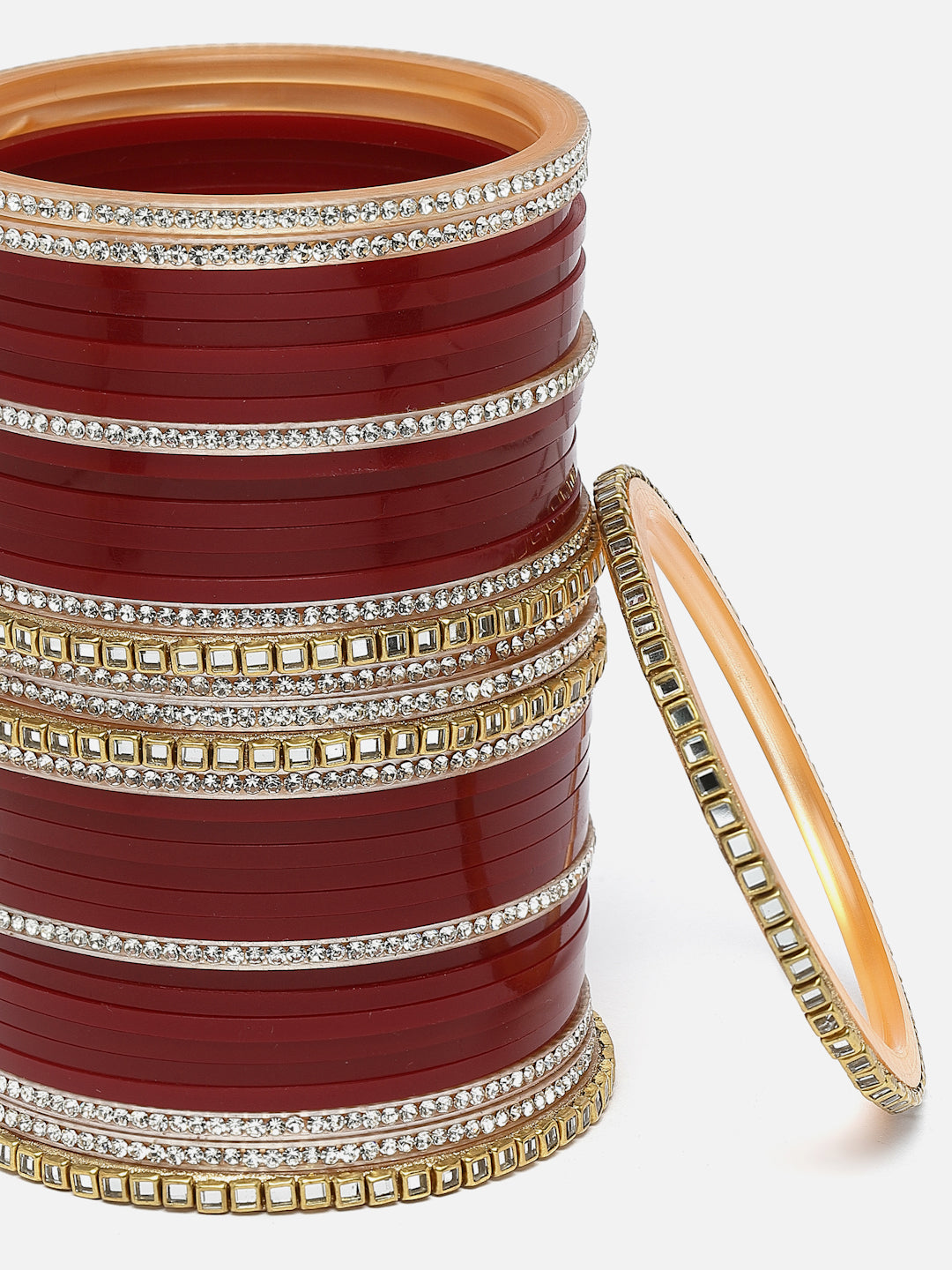 Set Of 38 Gold-plated AD-studded Chuda Bangles