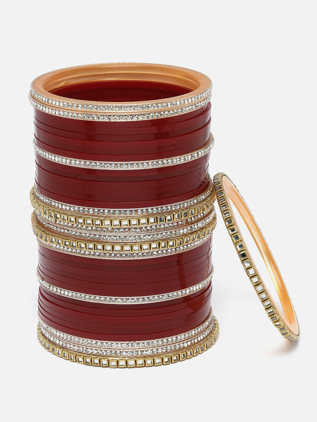 Set Of 38 Gold-plated AD-studded Chuda Bangles