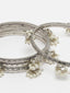 Set of 4 Silver-Plated Pearls Beaded Bangles