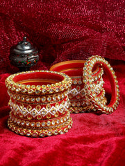 Set Of 16 Gold-Plated Stone Studded Bangles Chuda Set