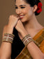 Set Of 18 Gold-Plated Red Studded & Pearl-Beaded Bangles