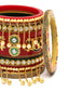 Set Of 22 Gold-Plated Stone-Studded & Beaded Bangles Chuda Set