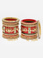 Set Of 22 Gold-Plated Stone-Studded & Beaded Bangles Chuda Set