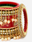 Set Of 18 Gold-Plated Stone-Studded & Beaded Bangles Chuda Set