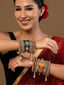 Set Of 18 Gold-Plated Stone-Studded & Pearls-Beaded Bangles