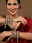 Set Of 18 Gold-Plated Stone-Studded & Pearls-Beaded Bangles