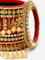 Set Of 18 Gold-Plated Stone-Studded & Pearls-Beaded Bangles