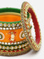 Set of 14 Gold-Plated Artificial Stone Studded Bangles