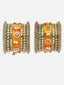 Set of 14 Gold-Plated Artificial Stone Studded Bangles