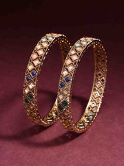 Set of 2 Gold-Plated Stone Studded Bangles