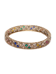 Set Of 2 Gold-Plated Stones-Studded Bangles