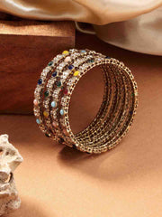 Set of 4 Gold-Plated Multicolour Stone Studded Bangles