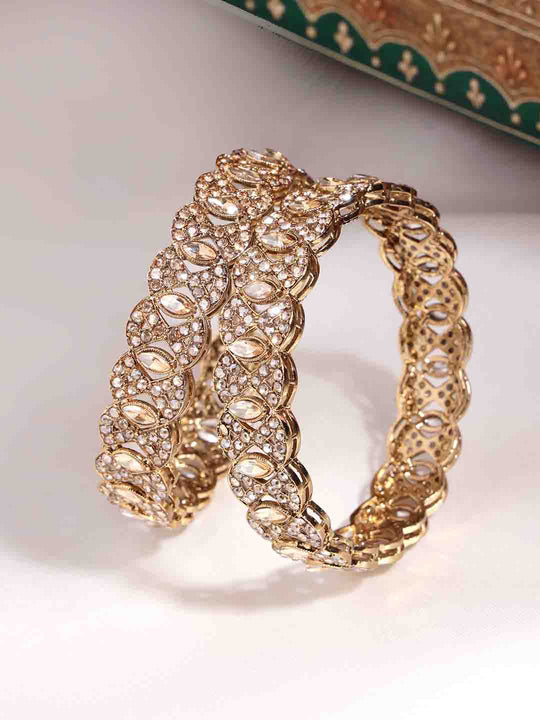Set Of 2 24 CT Gold-Plated Antique Bangles