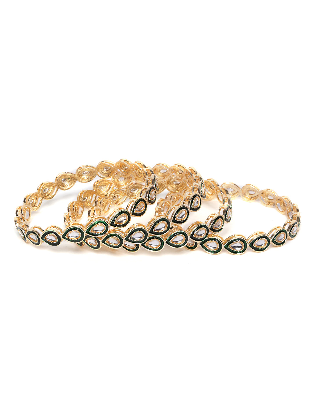 Set of 4 Gold-Plated Stone Studded Bangles