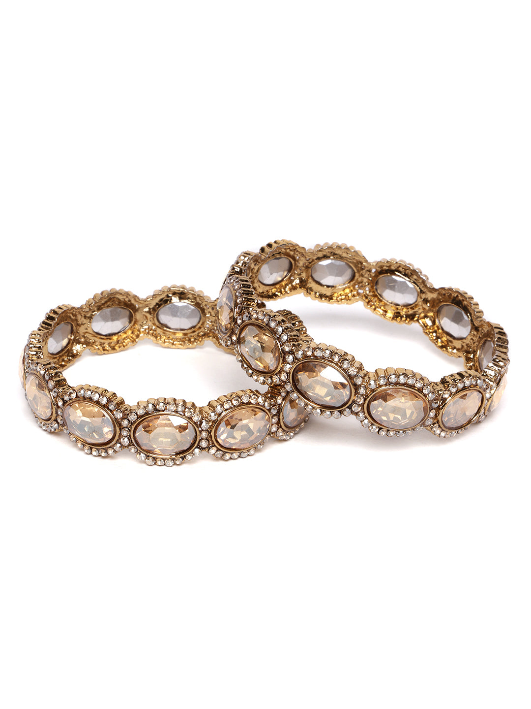 Set Of 2 Gold-Plated American Diamond-Studded Bangles