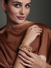 Set Of 2 Gold Plated AD Stone Studded & Beaded Bangles