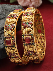 Set Of 2 24 CT Gold-Plated Antique Bangles