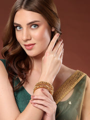 PANASH- Set Of 2 24 CT Gold-Plated Antique Bangles